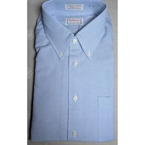 Hathaway Regency Oxford Dress Shirt Mens 16 34 Blue Button Down USA Made